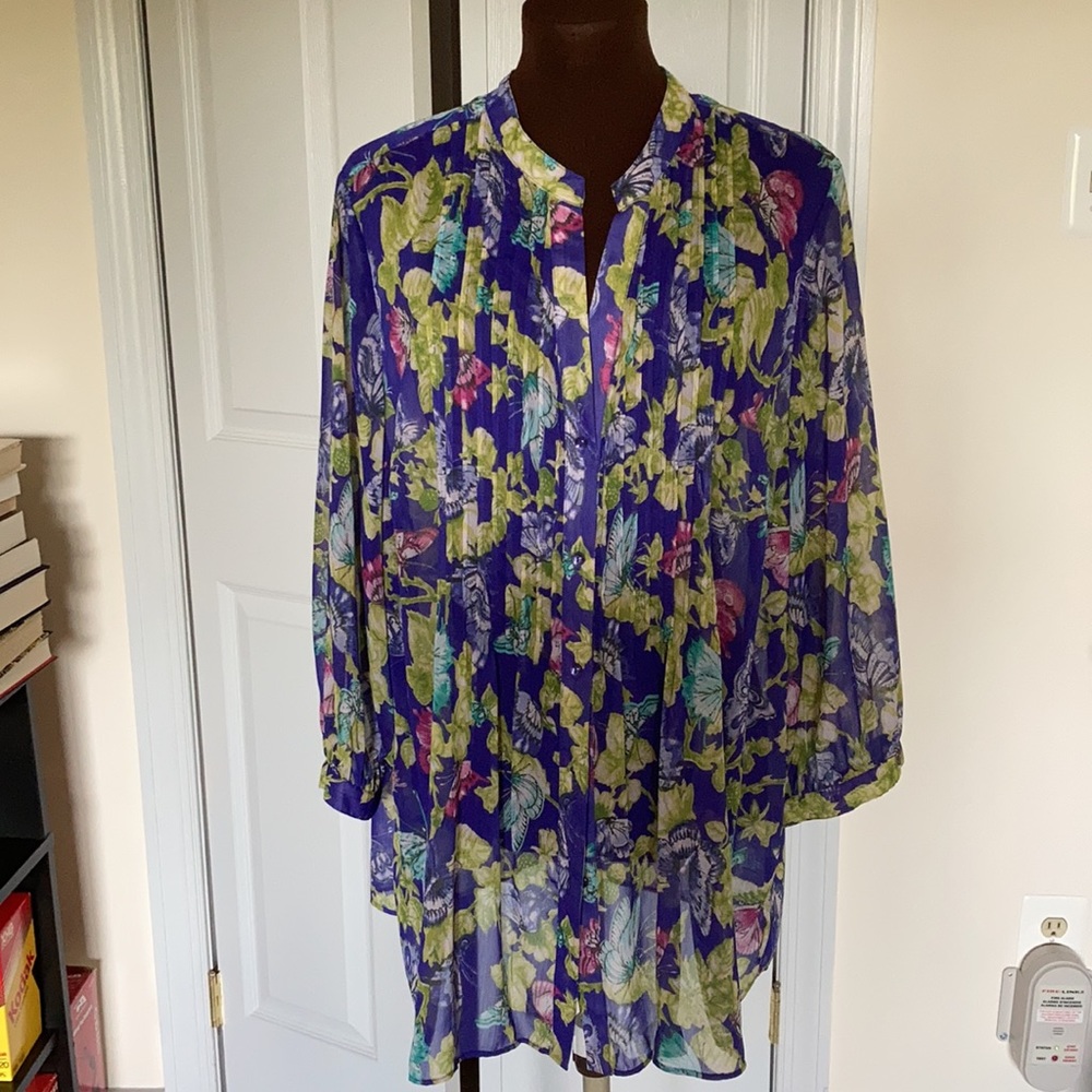 NWOT Charter Club pintuck long sleeve blouse